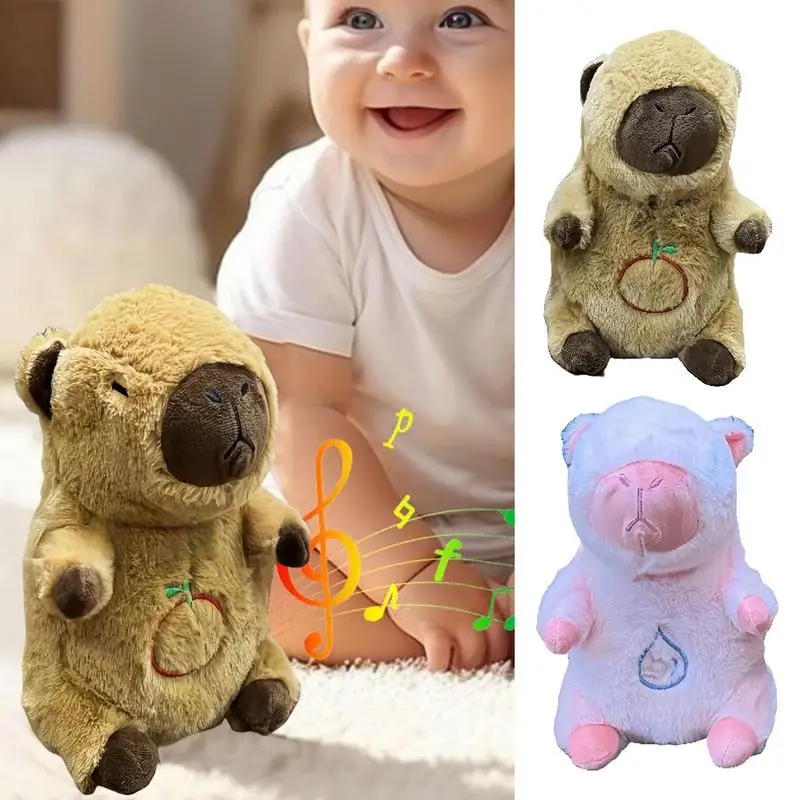 Capybara Stuffed Animal Music Sleep Companion With Light Sleep Soother With Rhythmic Breathing Motion Breathing Sleep Buddy For