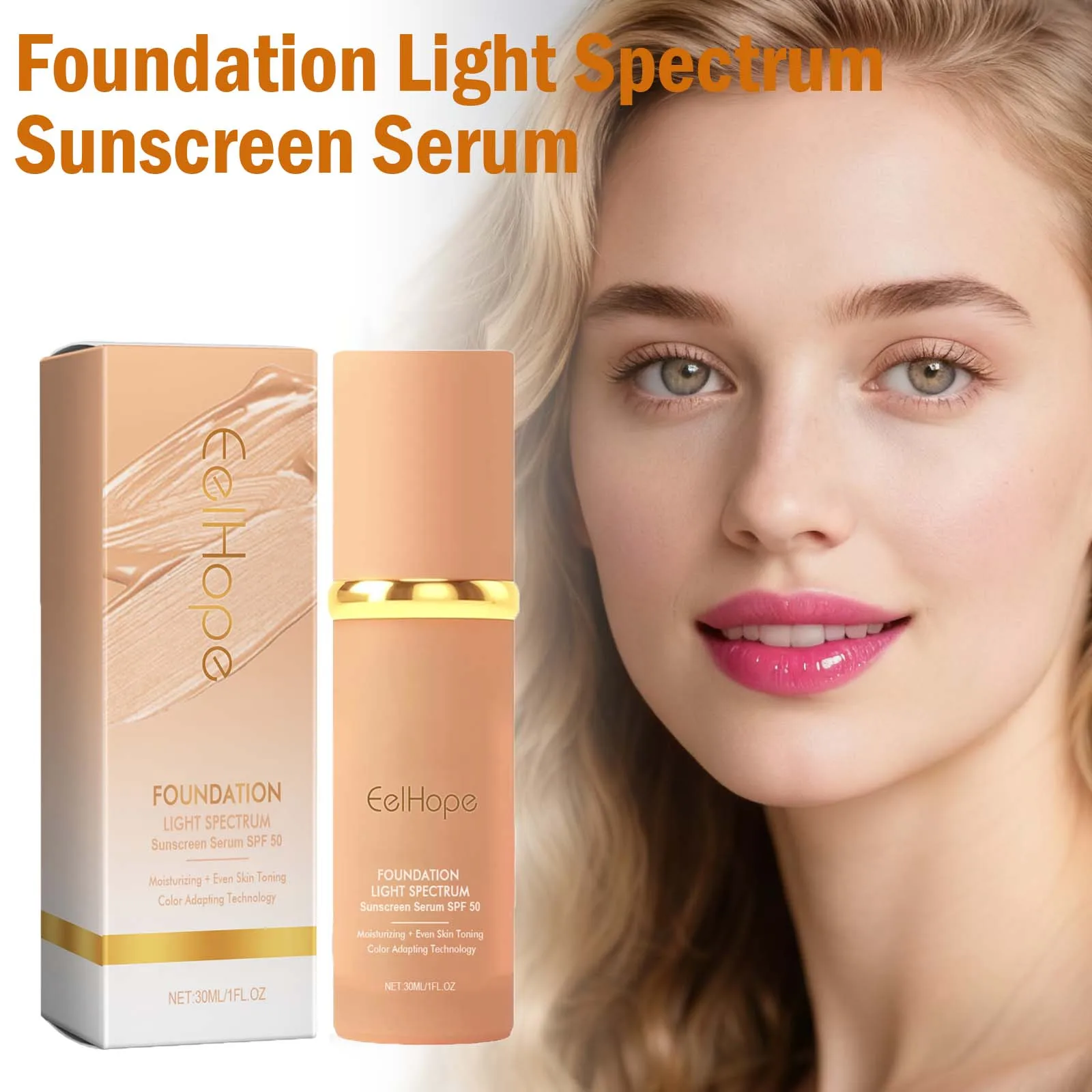 Base de Maquillaje Facial Hidratante con Cobertura Total, Corrector, Protector Solar SPF 50 y Suero que Cambia de Color