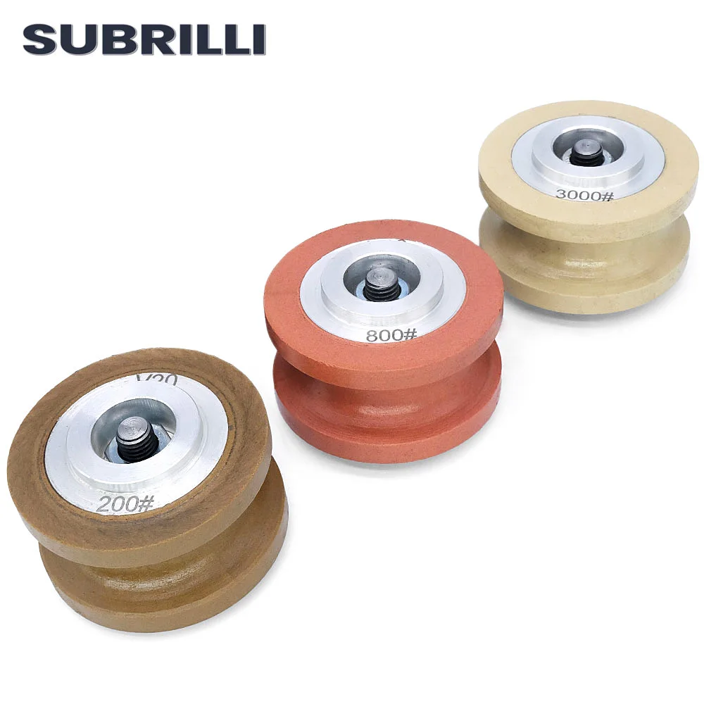SUBRILLI 20Mm Roda Gerinda Profil Berlian Ikatan Resin Bit Router Abrasif Tepi Bullnose Penuh untuk Profil Alat Marmer Granit