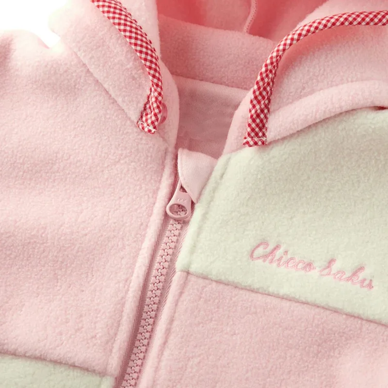 سترة بغطاء للرأس من الصوف الشتوي للفتيات مع تطريز زهور أرنب لطيف، ملابس خارجية دافئة ومريحة للفتيات الصغيرات في الخريف #5