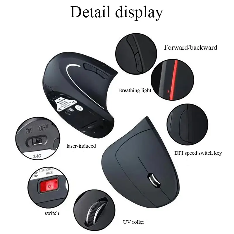 New Style Right Hand Fifth Generation Vertical Wireless Wired Optical Mouse Charging Upright Mouse in Stock