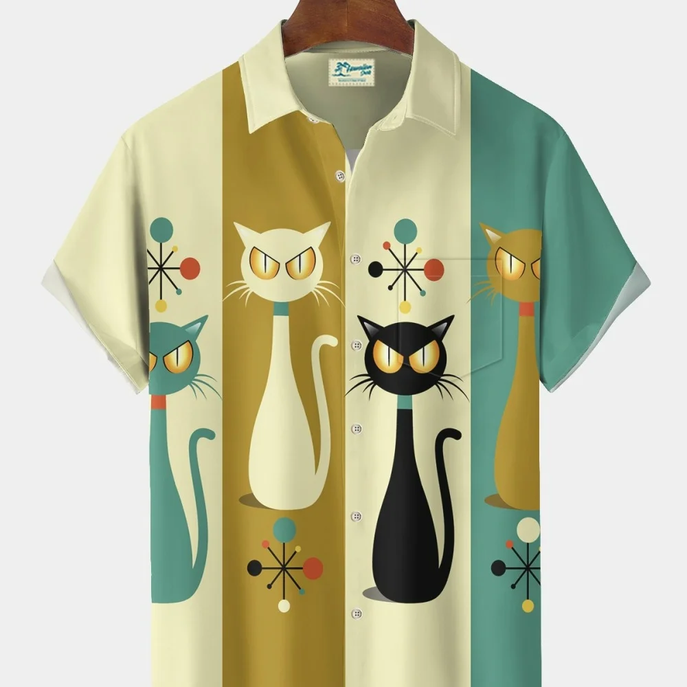 

New Summer Men's 3D Printed Geometric Art Graphic Shirt Hawaiian Casual Shirts Button Up Short Sleeve Shirts No Pockets Tops