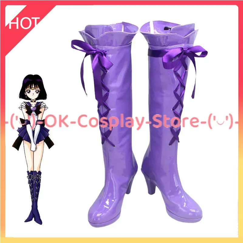 Tomoe Hotaru Cosplay Shoes Saturn Cosplay Prop PU Leather Shoes Halloween Carnival Boots Custom Made