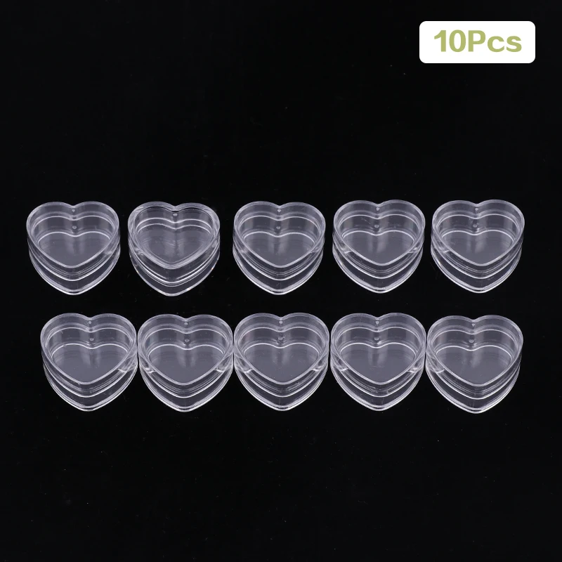 

10PCS Plastic Heart Shaped Empty Bottle Cosmetics Jar Lip Balm Cream Eye Shadow Container Pot Travel Refillable Sample Box Set