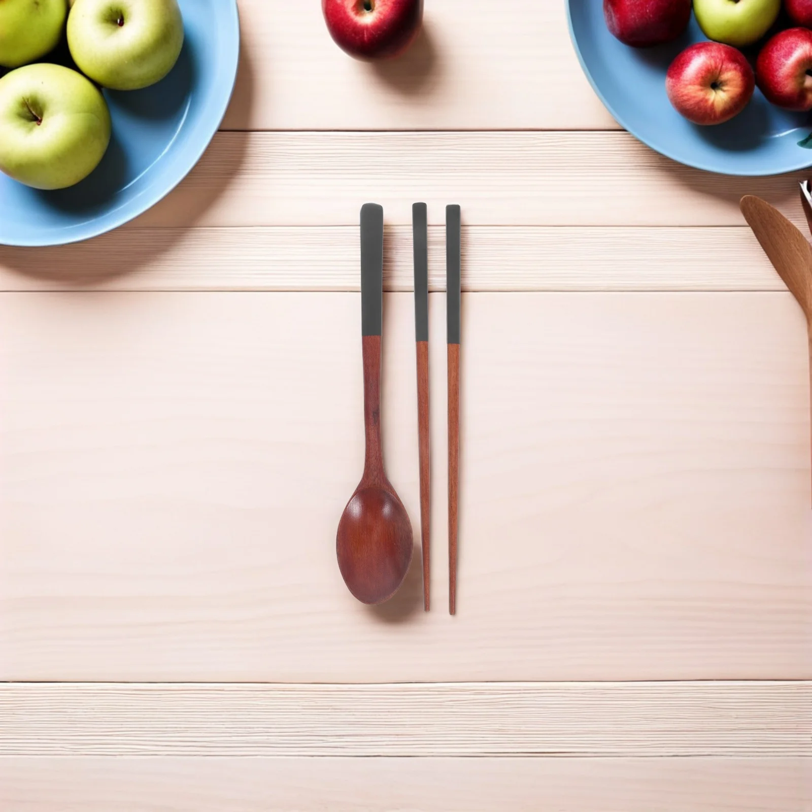 

3 set Portable Spoon Chopsticks Set Korean Style Wooden Cutlery For Travel Camping Ramen Sushi Lunch Bento Outdoor Utensils