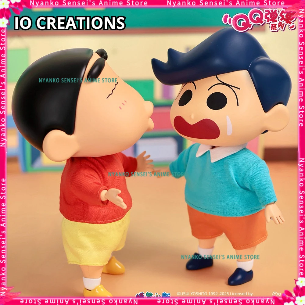 In Stock IO CREATIONS Crayon Shin-chan QQ Bouncy Series Shinnosuke & Kazama Soft Vinyl Action Figure Anime Model Toy Collectible