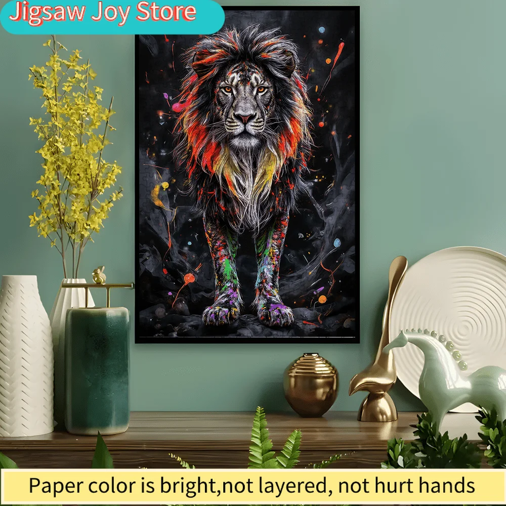 500/1000-Piece Puzzle, Colorful Majestic Lion, Bold and Eye-Catching. Perfect for Family Fun, Brain Games, Christmas, Hallowee