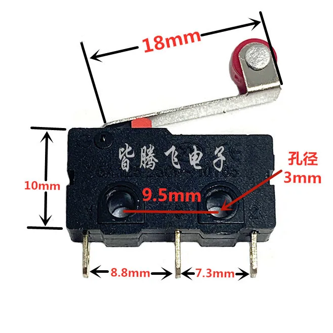 10pcs KW11-N KW12 5A 250V 3 Foot travel Micro Switch With handle Micro contact Pulley Switch