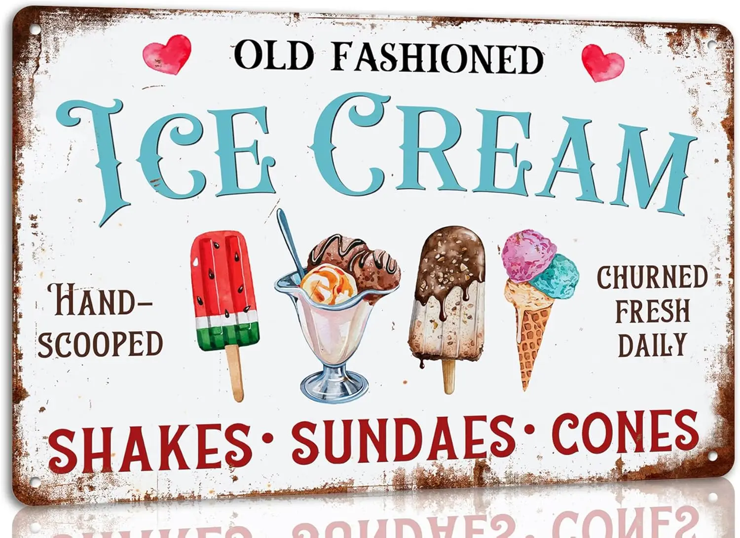 Old Fashioned Ice Cream Sweet Delicious Food Vintage Metal Tin Signs for Cafes Bars Kitchen Wall Decorative Funny Retro Summer S