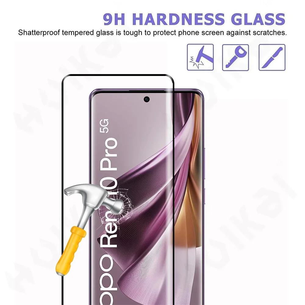 1-3 Pcs Tempered Glass For OPPO Reno 11 10 Pro 9 Plus 8T Find X6 X5 Pro A79 A58 A78 A98 A58 Curved Full Screen Protector Cover