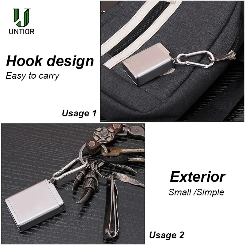 UNTIOR Mini Portable Ashtray Cigarette Keychain Outdoor Use Pocket Smoking Smoking Ash Tray with Lid Key Chain for Travelling