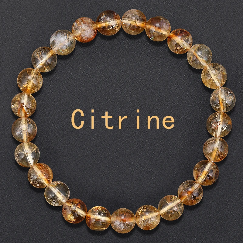 7A Citrin-Armband Glücksbringer-Schmuck Natürliches Armband Citrin-Kristallstein-Perlenarmband für Frauen Männer Reichtum Glück Armreif – Detail 3
