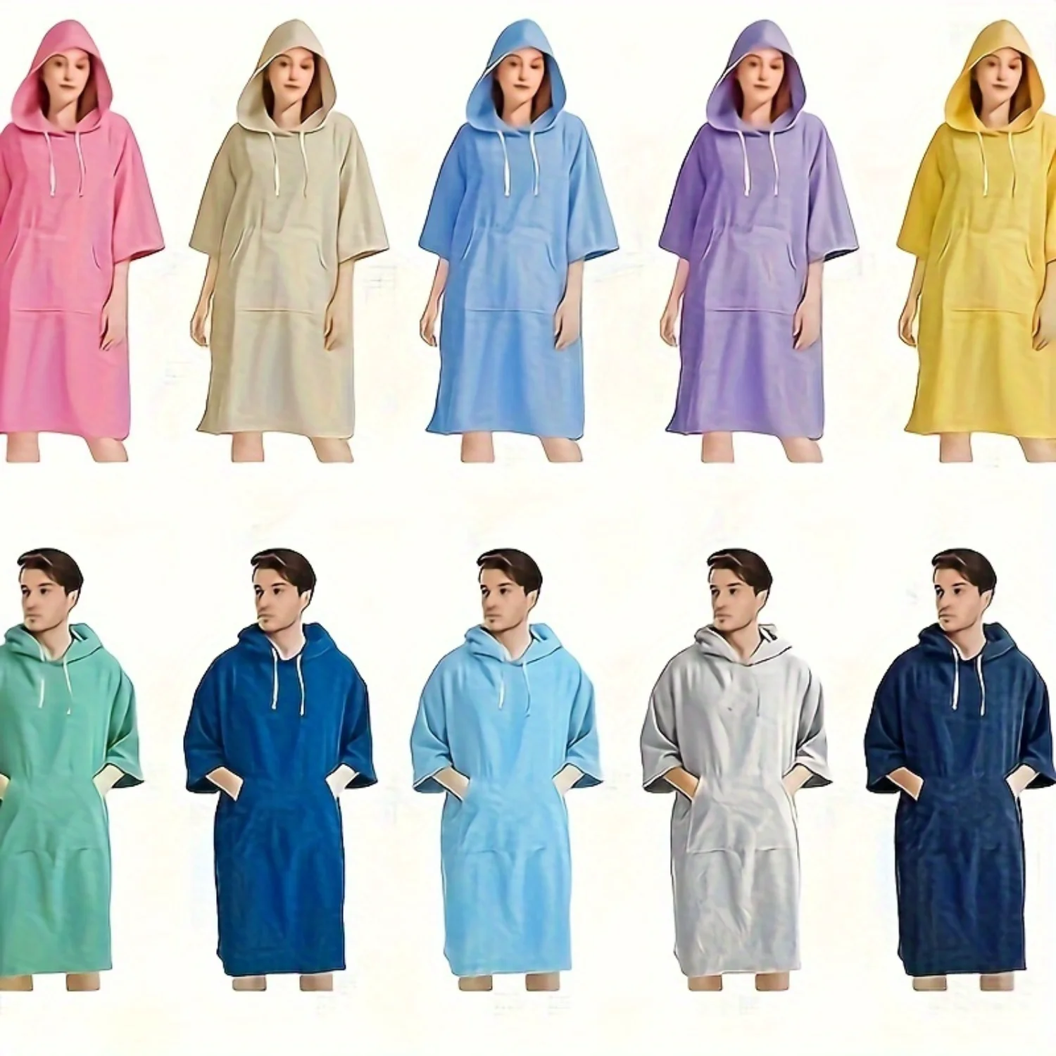 Plush Hooded Cloak: Ultra-Soft Microfiber Bathrobe for Beach, Swimming, Surfing - Unisex Changing Robe