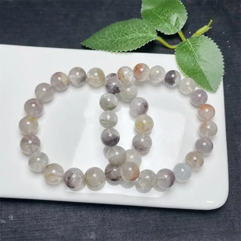 Natural Garden Quartz Yanyuan Agate Bracelet For Men Women Energy Aura Healing Yoga Elastic Couple Jewelry 9/10/11/12MM