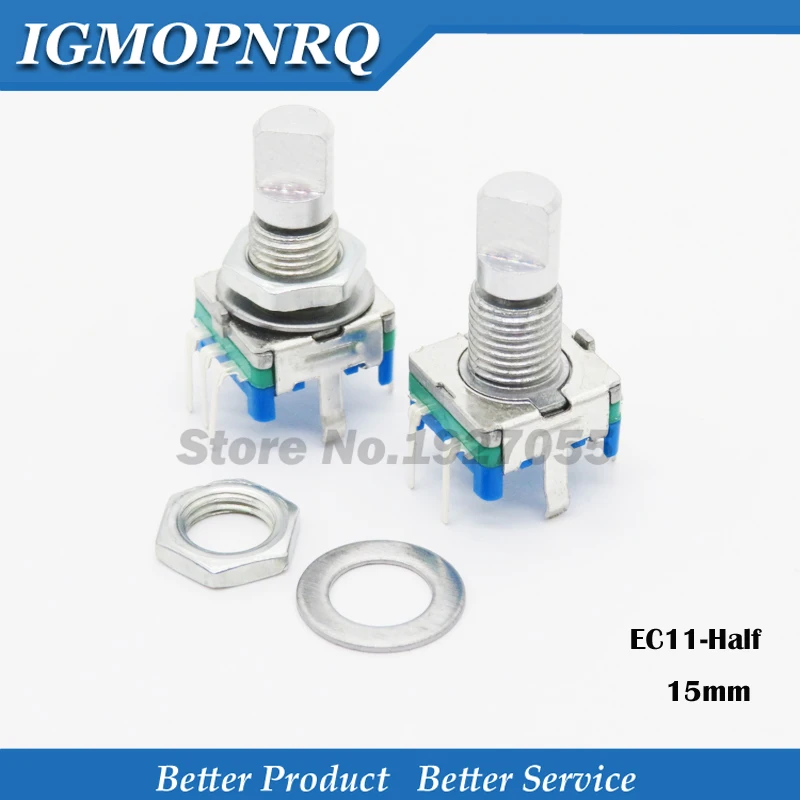 10PCS Half handle 15mm rotary encoder coding switch / EC11 / digital potentiometer with switch 5 Pin NEW