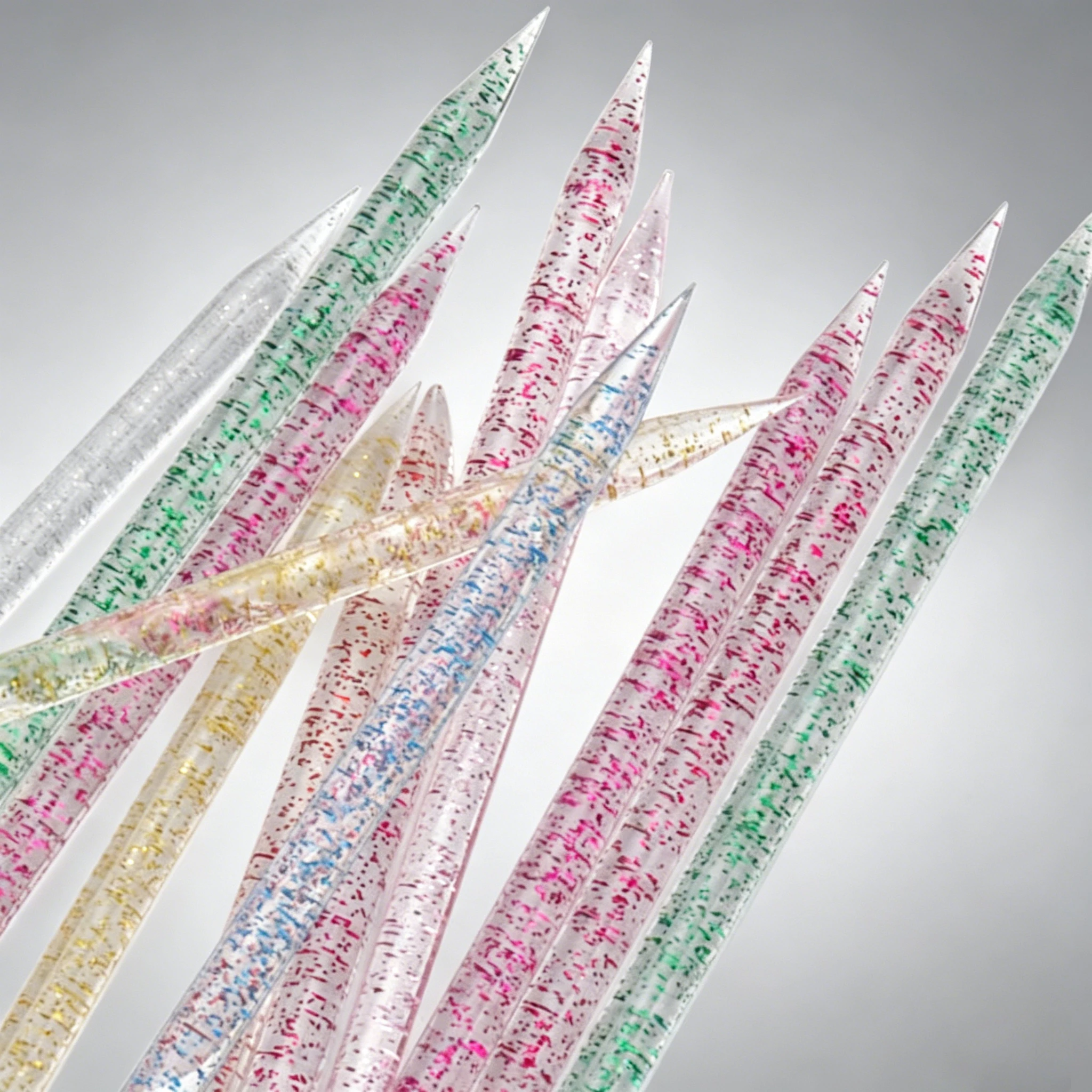 50/100Pcs Acrylic Cuticle Sticks Glitter Crystal Double Ended Cuticle Pusher Nail Art Dotting Tools Dead Skin Remover Sticks