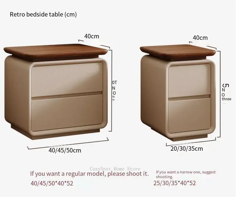 Mid-Century Solid Wood Nightstand, Cream Finish Small Bedside Cabinet, Luxury Storage for Bedroom