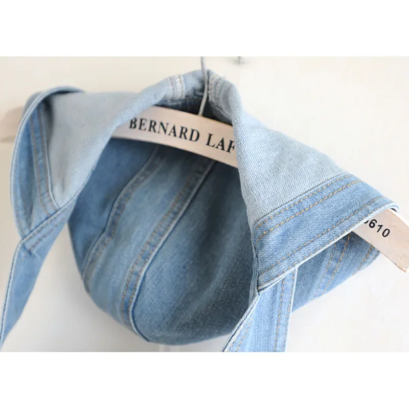 Korean Vintage Sling Hooded Denim Vest Waistcoat Women Slim Short Cowboy Sleeveless Jacket Wash Light Blue Jeans Vests Female