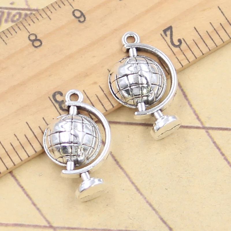 10 szt. Charms Globe Earth 22x13mm tybetańskie srebrne wisiorki antyczna biżuteria robienia ręcznie robionych rękodzieła