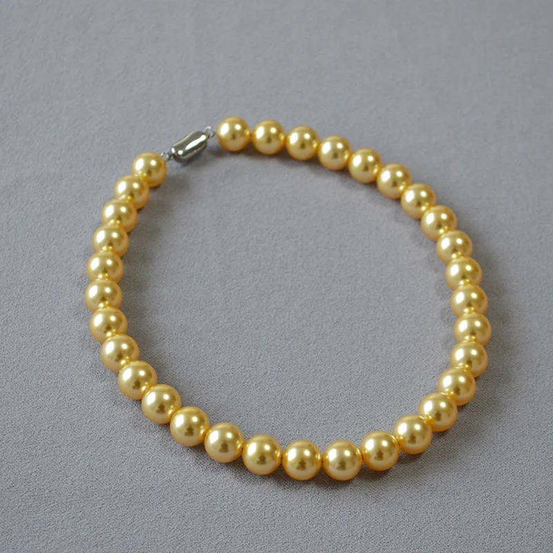 

Retro Style 6-7mm Gold Natural Round Pearl 925 Silver Necklace for Women