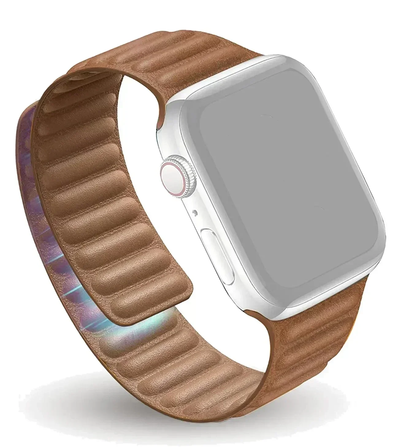 Leather Link Strap for Apple Watch Band 40mm 41mm 42mm 44mm 45mm 49mm Magnetic Bracelet iWatch Ultar 2 3 6 7 8 9 SE 10 42mm 46mm