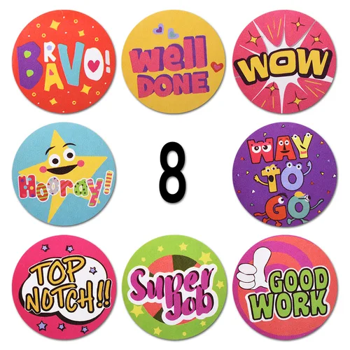 Imagen 2 del producto Pegatina de recompensa de 500 piezas, dibujos animados, palabras bonitas, inglés, muy buena, recompensa de profesor de escuela, pegatina de aliento clásica