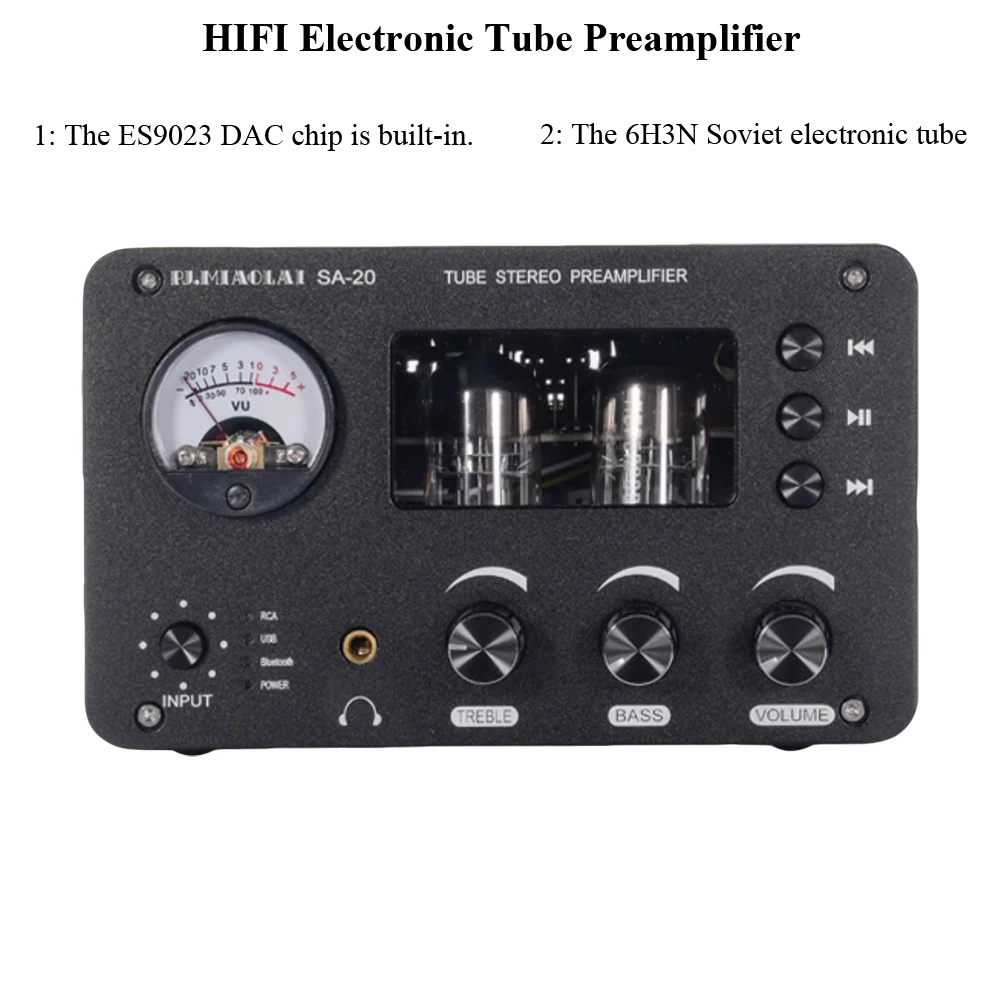 HiFi Vacuum Tube Preamp Amplifier - Bluetooth 5.0 & USB Lossless Playback IR Remote Balanced Output Hi-Fi Audio for Home Stereo