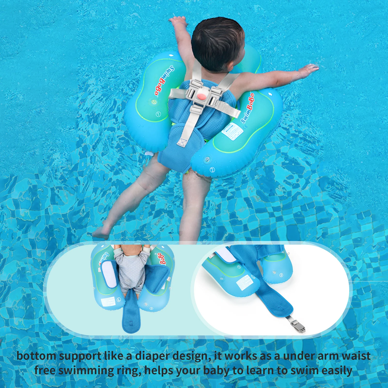 Swimbobo New Upgrade Baby Swimming Pool Float With  Inflatable Infant Floating Ring Kids Swim Circle Bathing Summer Toys