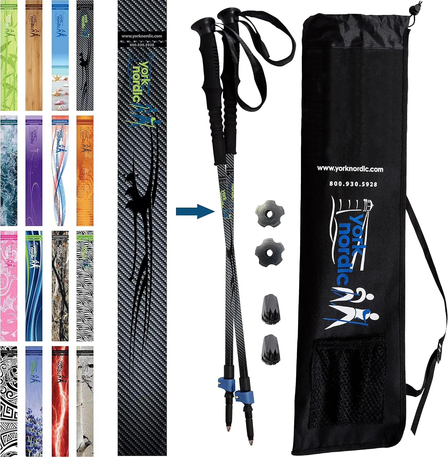 

Adjustable Hiking Poles with Cushion Grips & Travel Bag - Lightweight for Balance - 2 Pieces, Heights 5'4"-6'2"