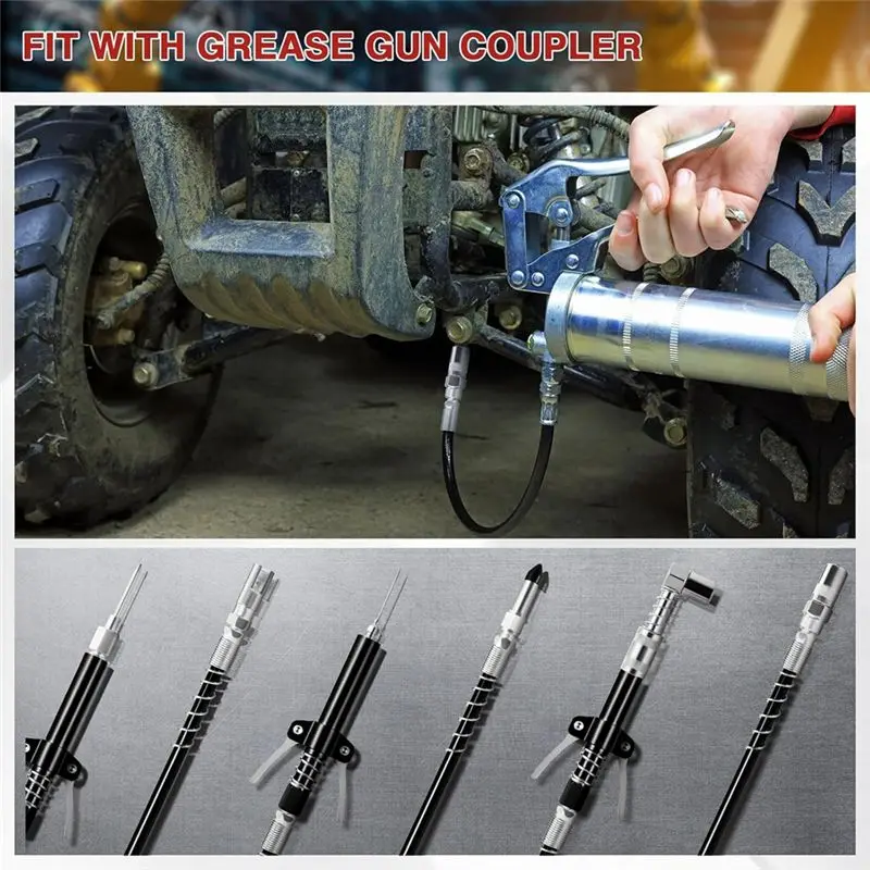 A76I-Grease Coupler Kit Tool Grease Tip 28-Piece Grease Coupler Kit Quick Connect Grease Fittings Complete Lube Accessories
