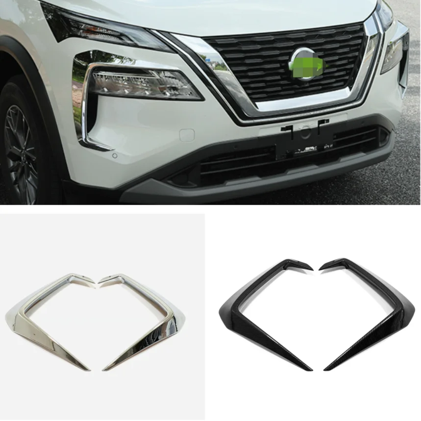 For Nissan X-Trail X Trail T33 2021 2022 Exterior Accessories Carbon Fiber Look Lights Lamps Eyelid Eyebrow Strip Cover Trim