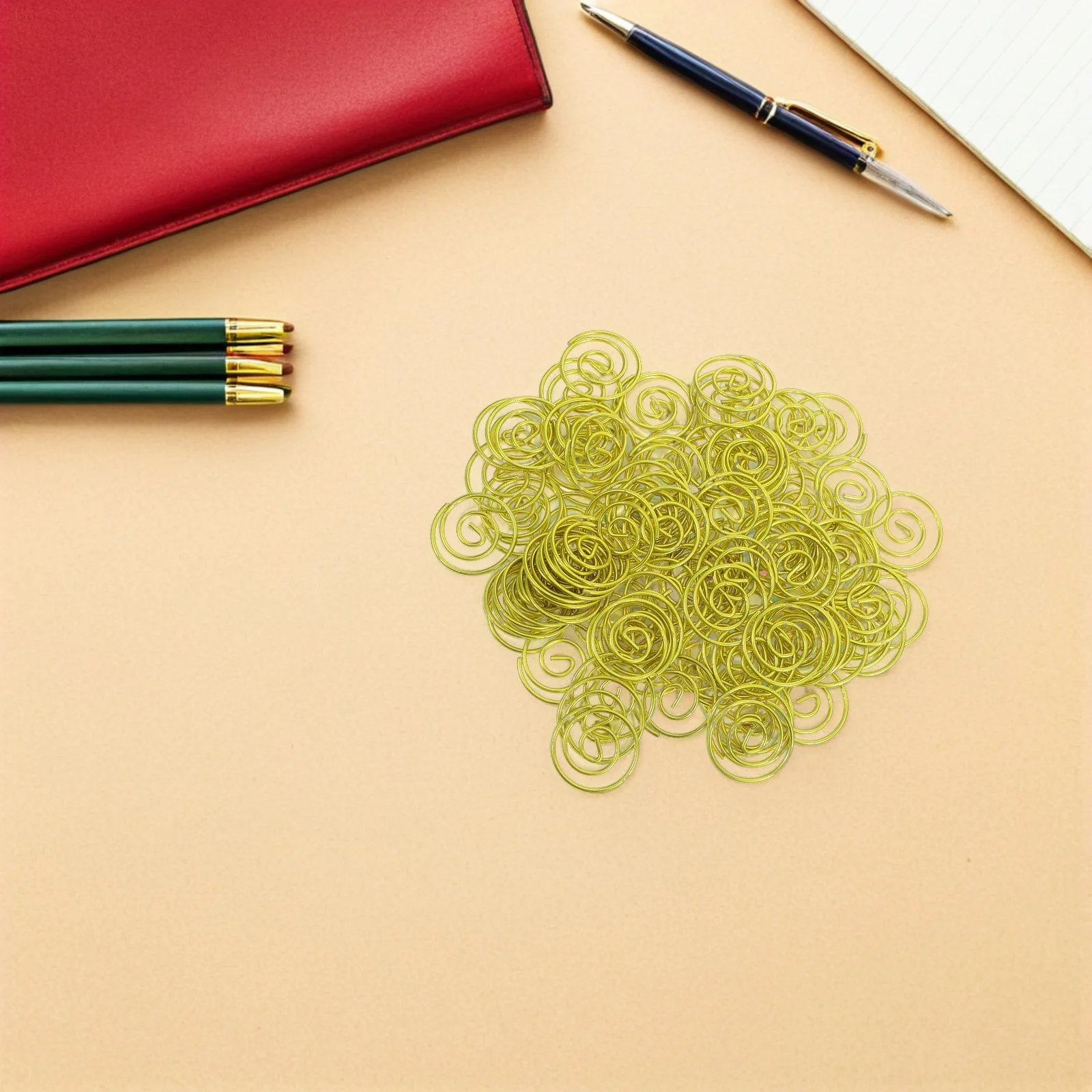 100Pcs Round Metal Paper Clips Compact Circular Wire Clamps for File Document Organization and Planning Metal Paper Clips