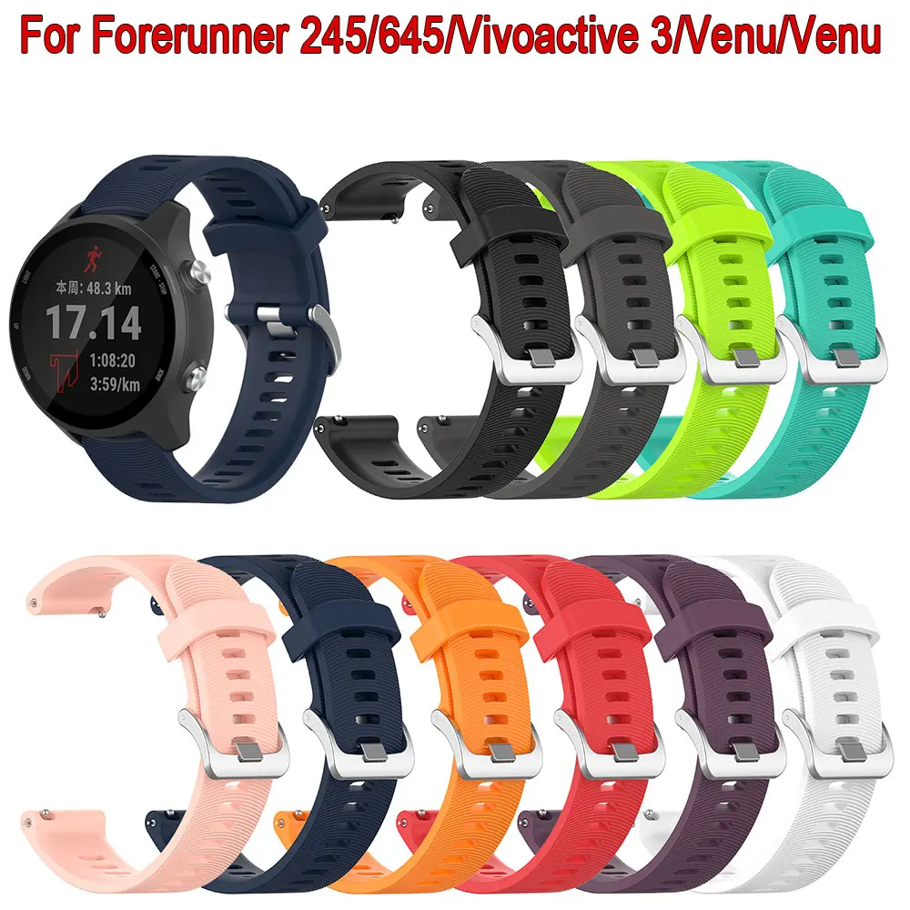 Smart Watch band For Garmin Forerunner 245 645 Vivoactive 3 Music Venu Samsung Galaxy Watch 42mm Silicone Bracelet Wristband