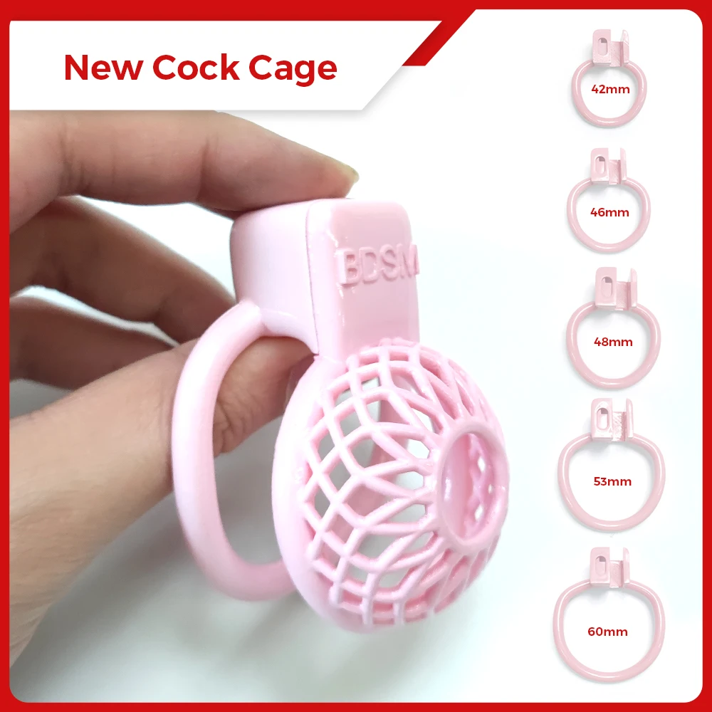 

BDSM Reticular Pink Cock Cage Slave Chastity Devices Cage Intimate Bondage Trainer Belt Lock Rings Gay Ladyboy Sexy Toys for Men