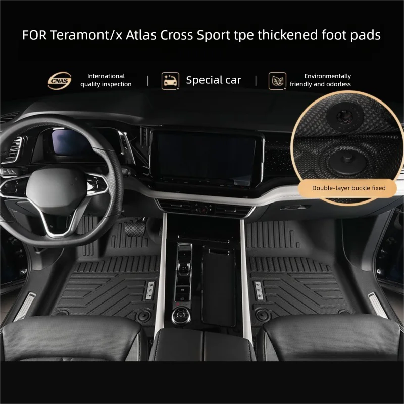 TPE Floor Mats For Volkswagen Teramont/X Atlas/Atlas Cross Sport LHD 5/7 Seats 2017-2024 Custom Fit All-Weather Full Coverage