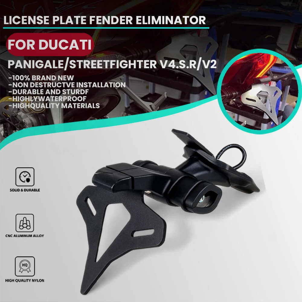 

Motorcycle License Plate Holder Tail Light Bracket Fender Eliminator For Ducati Streetfighter V2 2022- & V4 S V4S 2020-2024