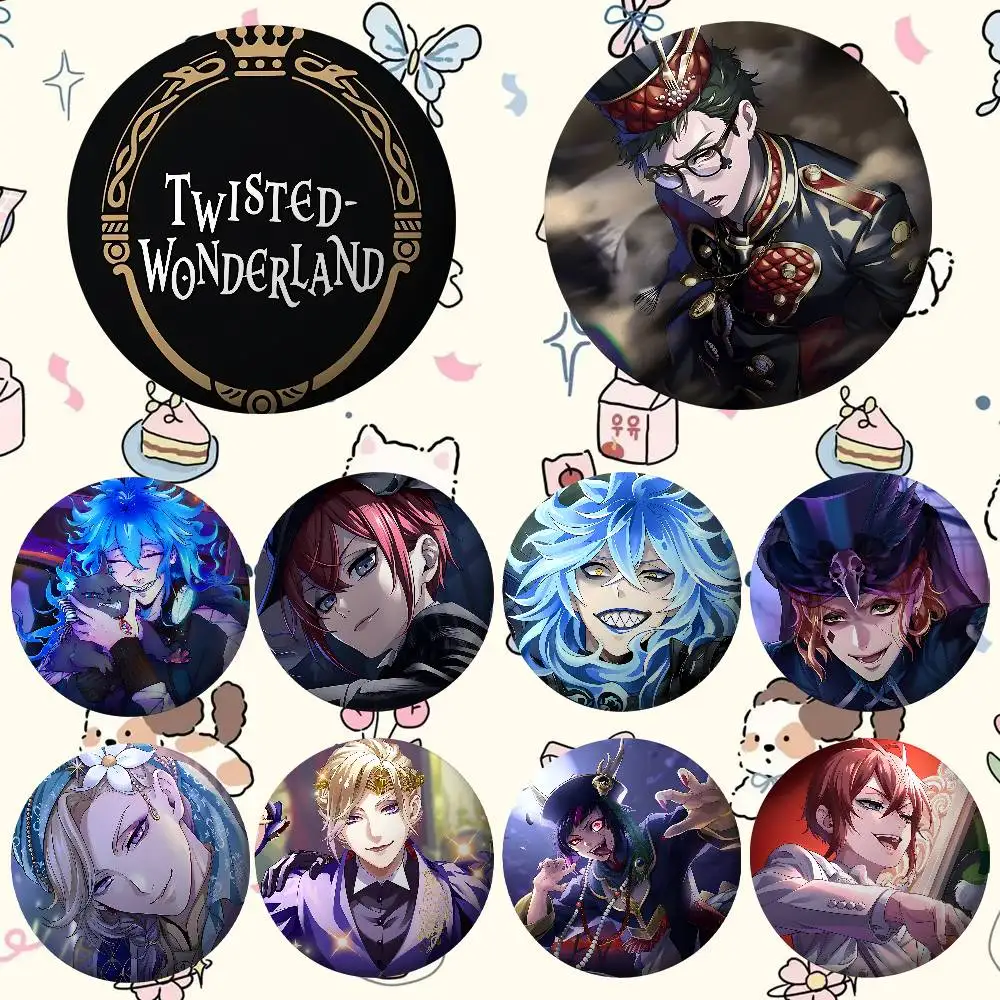 Cartoon Twisted Wonderland Game Badges Tinplate Soft Button Pin Brooch Metal Badge Custom Jewelry Accessories Hat Bag Lapel