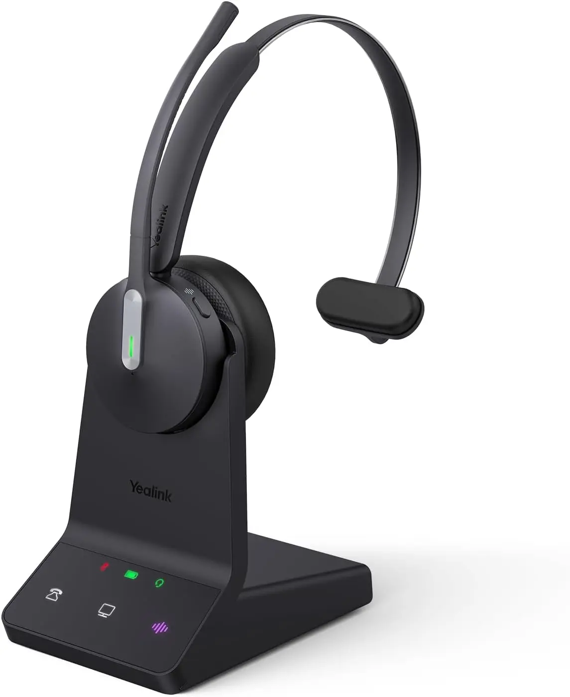 

DECT & Bluetooth Wireless Mono Headset, 606ft Long Range, 3X Noise Cancelling Mic, 26H Calls, Office On Ear Headset for Desk