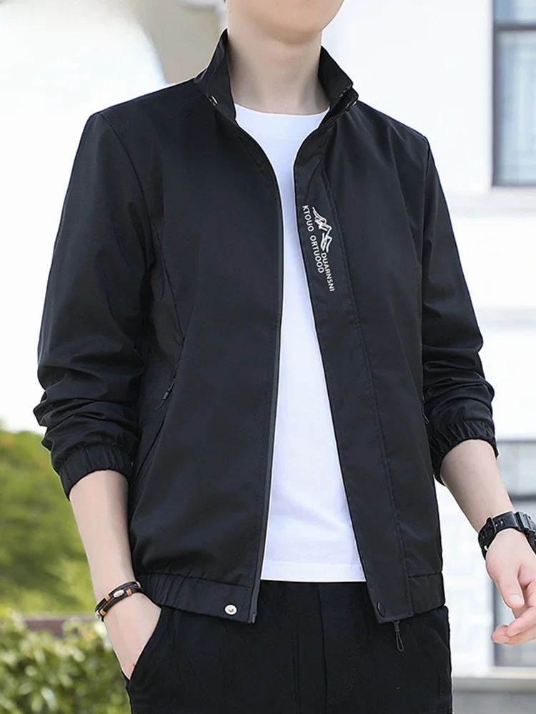 

Men's Casual Stand Collar Jaet Coat Large Size Fat Person Windbreaker Autumn Winter New Sle Stand Fit Polyester Fiber