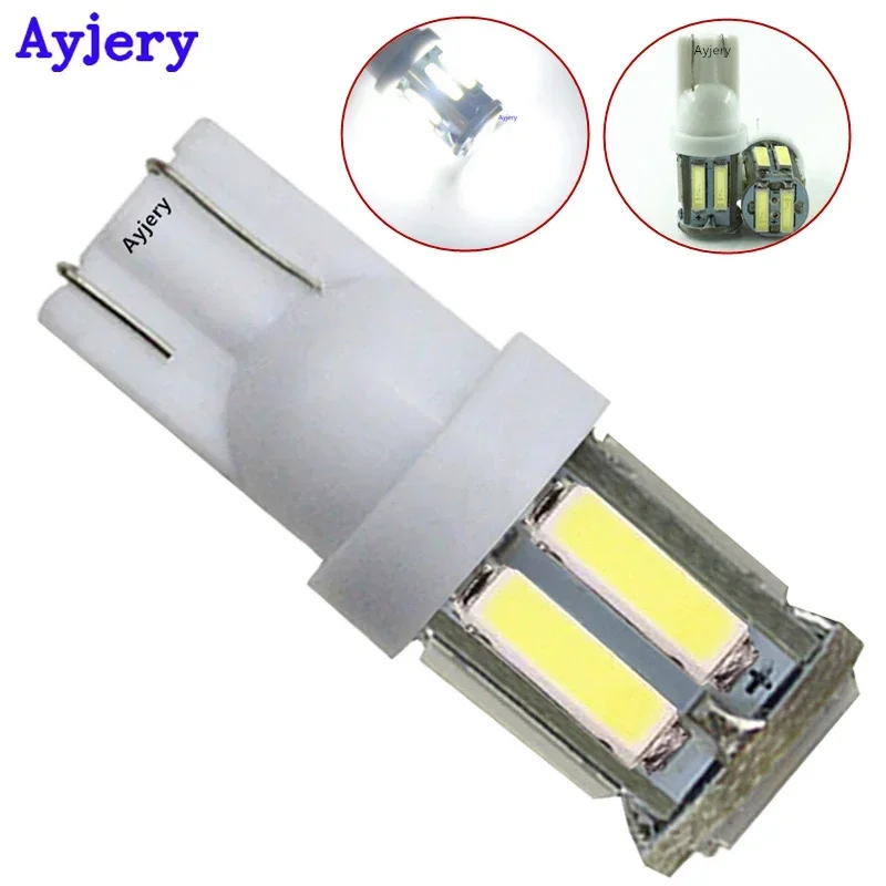 AYJERY 300PCS/lot DC 12V T10 7014 10 SMD W5W 7020 10Led Door Lights 12V 6000K Instrument Lamps White Auto Car Led Light Bulbs