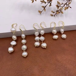 Minar 5 Styles Natural Freshwater Pearl Earrings for Women Gold Color Long Tassel Irregular Pearls Drop Earrings Wedding Jewelry