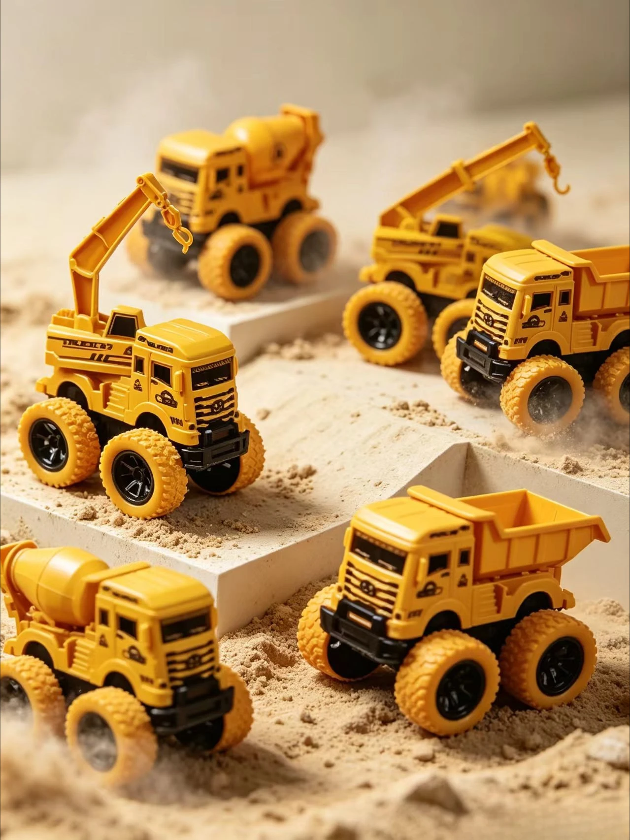 Kids 4‑Wheel Drive Inertia Stunt Engineering Car Toy, Friction Powered Off‑Road Construction Truck Set for Boys