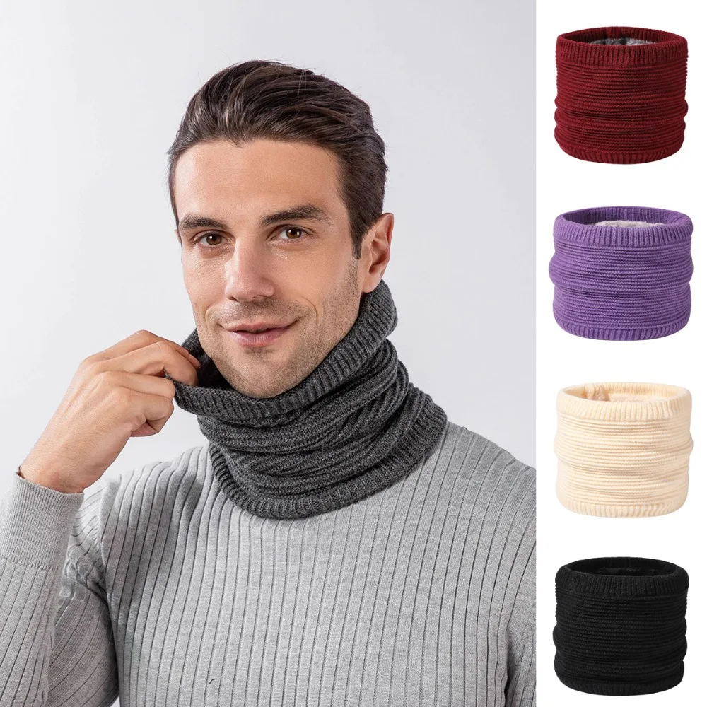 New Thickened Warm Scarves Plush Solid Color Neck Gaiter Neck Warmer Unisex