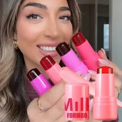 3 in 1 Gelatina di latte Fard per il viso Stick Lucidalabbra Rouge Idratante Rossetto naturale a lunga durata Stick Strumento per il trucco di bellezza