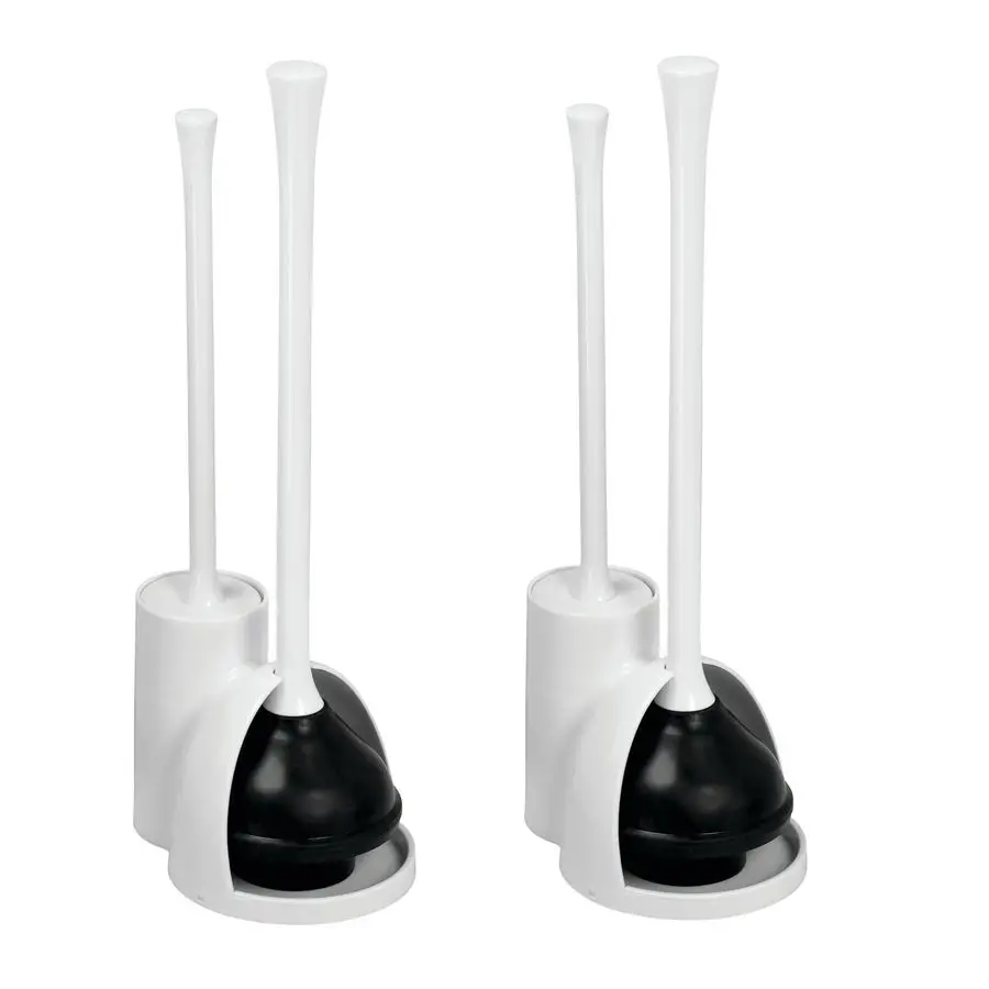 

Compact Plunger Set for Bathroom Cleaning and StorageSet of 2White Toilet Brush