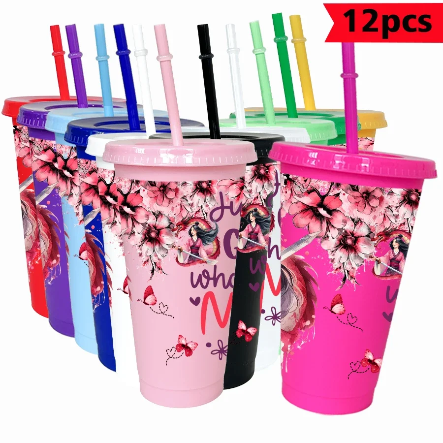 

12PCS/pack Disney, flowers, girls 26oz multi-color plastic water cup party drink set birthday/back to school gift