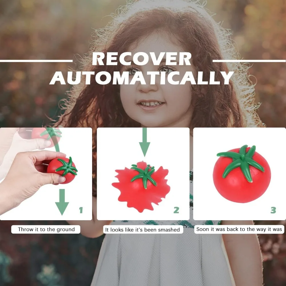 Tomato Squishy Stress Ball – Weiches, sensorisches Fidget-Spielzeug für ADHS, Autismus, langsames Rebound-Quetschspielzeug für Erwachsene und Kinder, Weihnachtsgeschenk