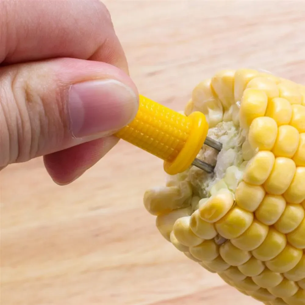 F9 10Pcs Corn Fork BBQ Stainless Steel Corn Holders Handheld Anti Scalding Corn Needle Corn On The Cob Double Fork Barbecue Tool