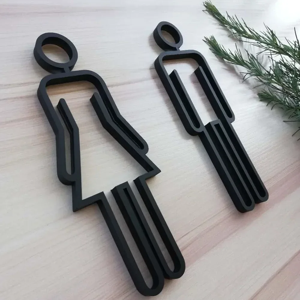 For Men & Women Symbol Toilet Sign for Toilet Bathroom Wardrobe Toilet (Black)