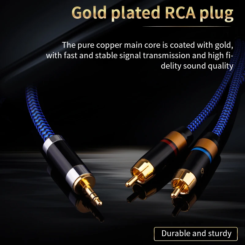 Kabel RCA 3.5mm Jack do 2RCA 6N OCC kabel Audio HIFI 3.5mm do 2 stereofoniczny kabel Audio RCA dla wzmacniacza telefonu, komputera komórkowego